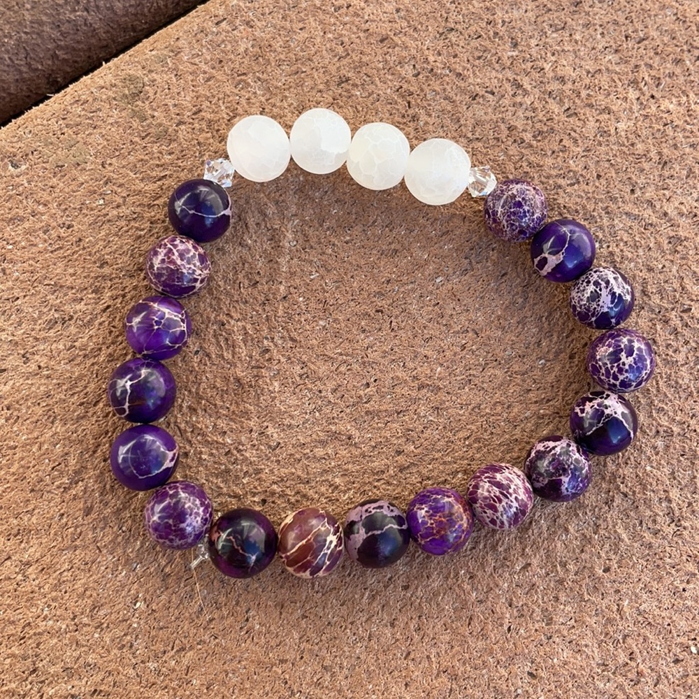 Purple Jasper White Agate Swarovski Crystal